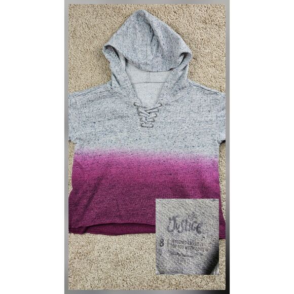 Justice Collection of Various Tops Flannel Hoodie T-Shirts Girls Size 8 - Picture 12 of 13